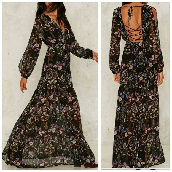 Nasty Gal Dresses & Skirts - Nasty Gal Delfina Chiffon Floral Maxi Dress